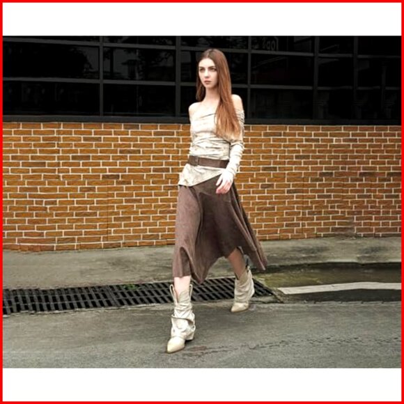 Wide Calf Cowboy Boots Women Chunky Heel Mid Calf Western Boots - Picture 5 of 7